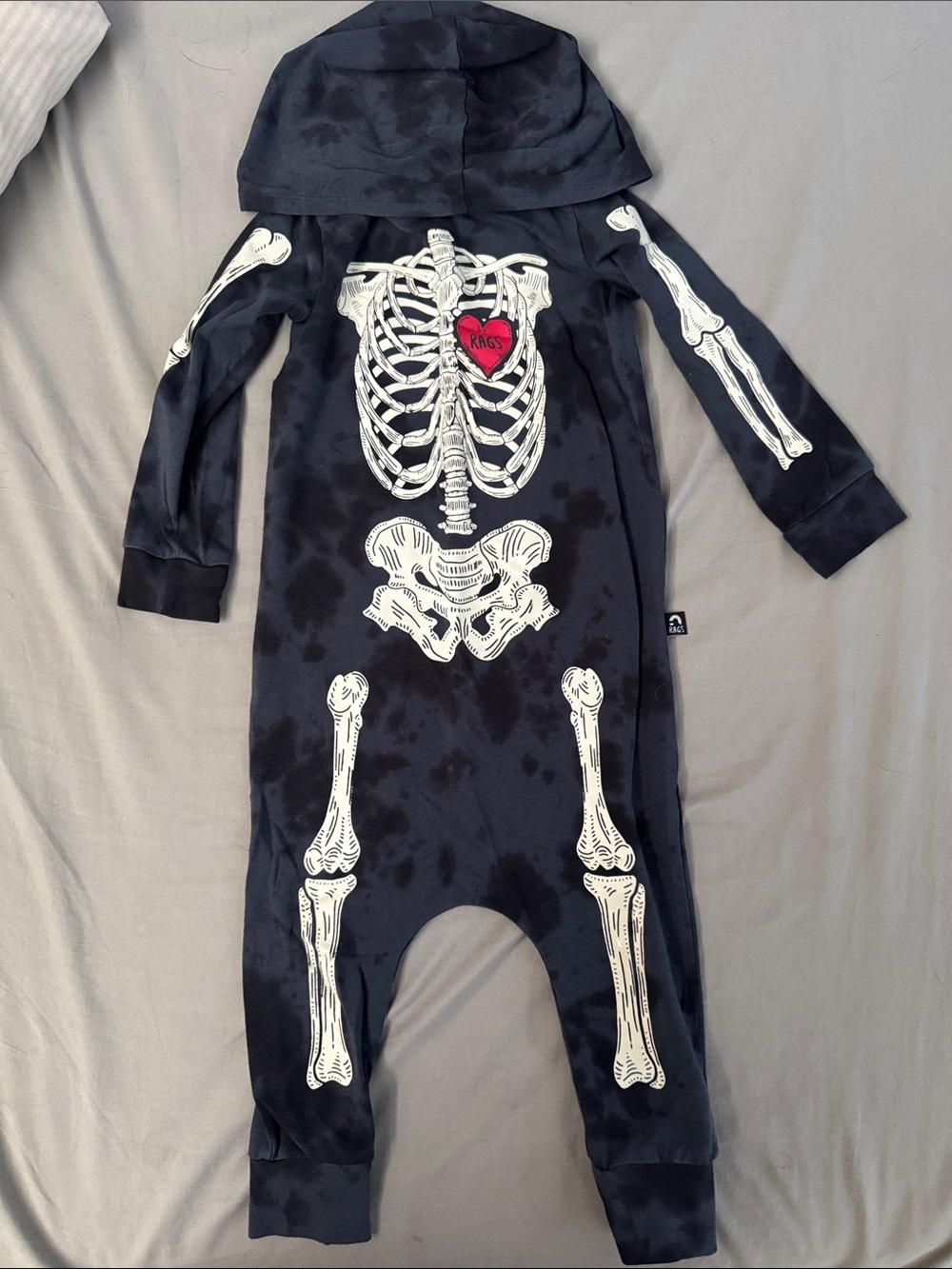 Rags glow in the dark skeleton romper 2T